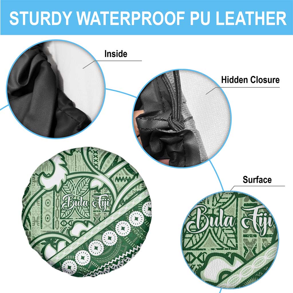 Green Bula Fiji Spare Tire Cover Fijian Language Week Tapa Cloth - Pastel LT14 - Polynesian Pride
