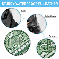 Green Bula Fiji Spare Tire Cover Fijian Language Week Tapa Cloth - Pastel LT14 - Polynesian Pride