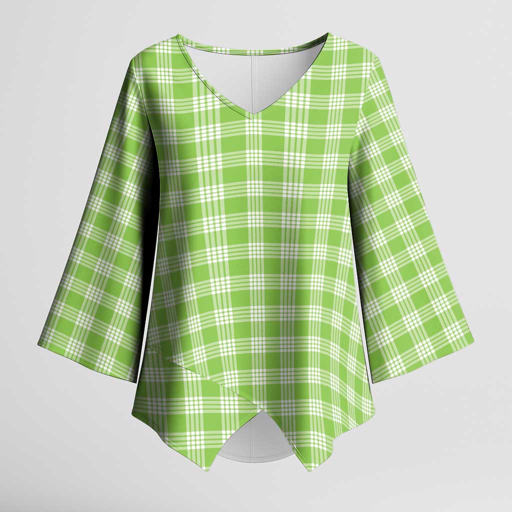 Bright Green Japanese Palaka Pride Kimono Sleeve Blouse - Polynesian Pride