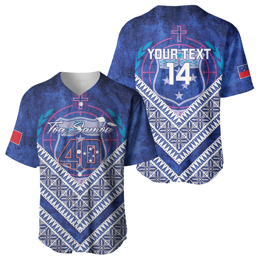 Toa Samoa Rugby Custom Baseball Jersey 40th Anniversary Samoan Siapo Pattern LT14 - Polynesian Pride