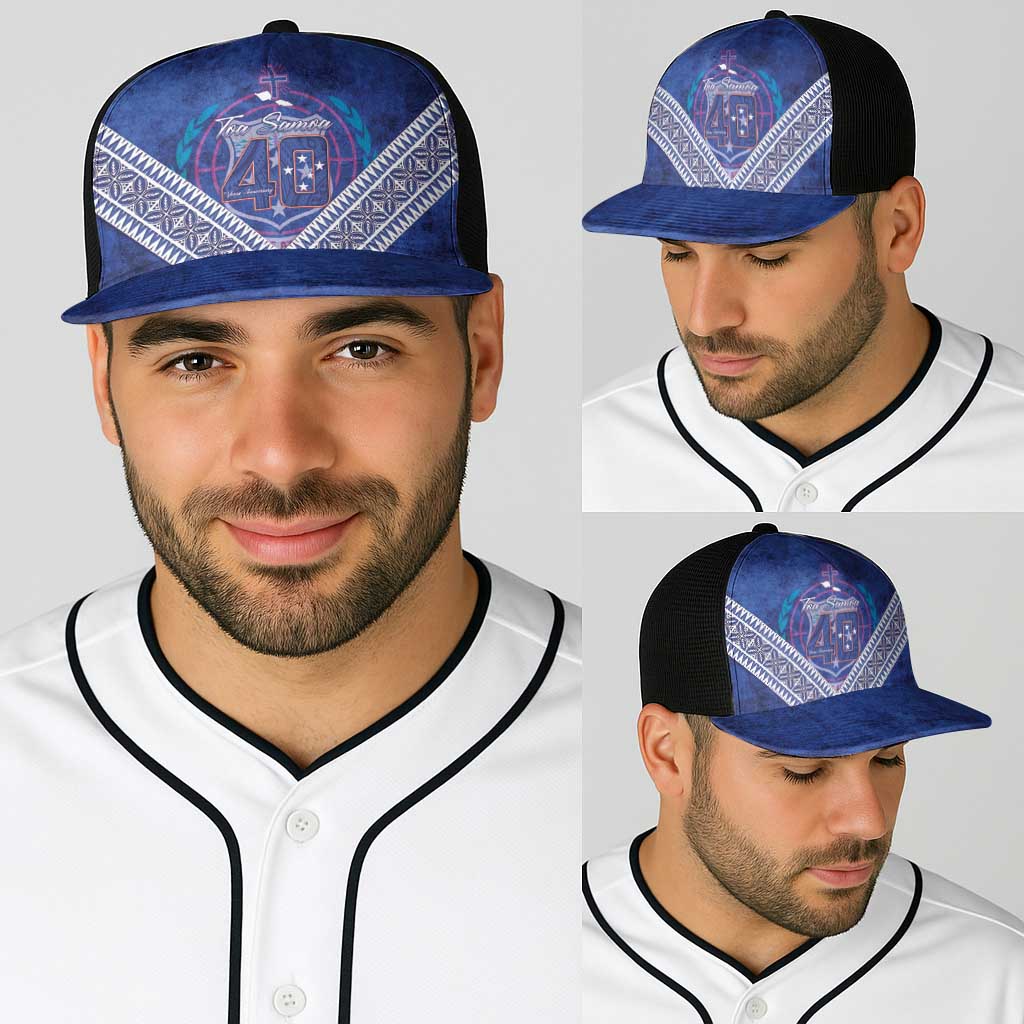 Toa Samoa Rugby Baseball Net Cap 40th Anniversary Samoan Siapo Pattern LT14 - Polynesian Pride