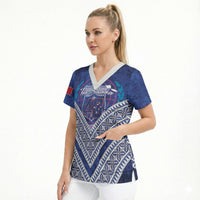 Toa Samoa Rugby Custom Scrub Top 40th Anniversary Samoan Siapo Pattern LT14 - Polynesian Pride