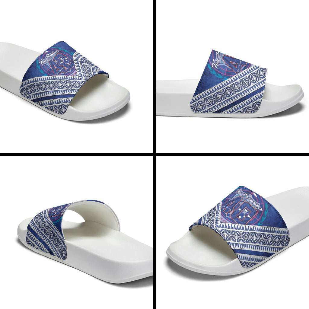 Toa Samoa Rugby Slide Sandals 40th Anniversary Samoan Siapo Pattern LT14 - Polynesian Pride