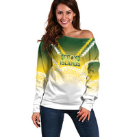 Cook Islands Rugby Custom Off Shoulder Sweater Come On Kukis LT14 Women Multicolor - Polynesian Pride