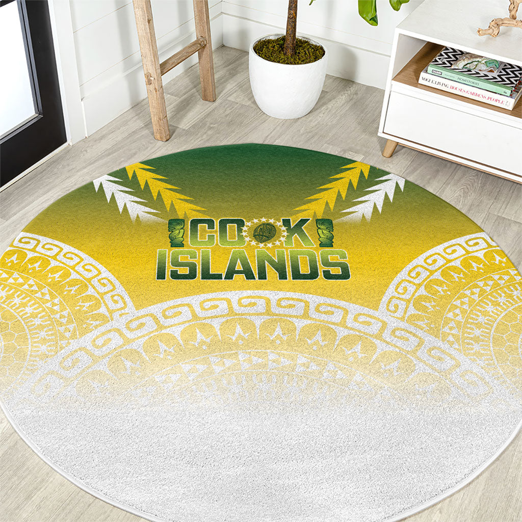 Cook Islands Rugby Round Carpet Come On Kukis LT14 Multicolor - Polynesian Pride