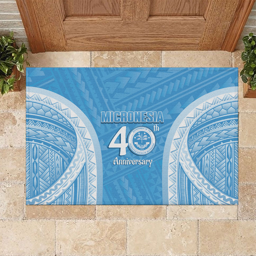 Federated States of Micronesia Independence Day Rubber Doormat FSM 40th Anniversary Proud LT14 Blue - Polynesian Pride