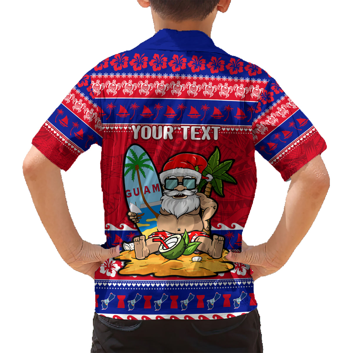 Custom Guam Christmas Family Matching Short Sleeve Bodycon Dress and Hawaiian Shirt Guaman Santas Felis Pasgua LT14 - Polynesian Pride