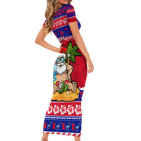 Custom Guam Christmas Short Sleeve Bodycon Dress Guaman Santas Felis Pasgua LT14 - Polynesian Pride