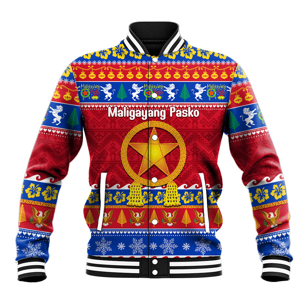 Custom Philippines Christmas Baseball Jacket Filipino Parol Maligayang Pasko LT14 Unisex Blue - Polynesian Pride
