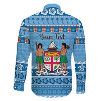 Custom Fiji Christmas Family Matching Long Sleeve Bodycon Dress and Hawaiian Shirt Fijian Tapa Marau na Kerisimasi LT14 - Polynesian Pride