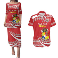 Custom Mate Maa Tonga Couples Matching Puletasi and Hawaiian Shirt 2024 Go Champions