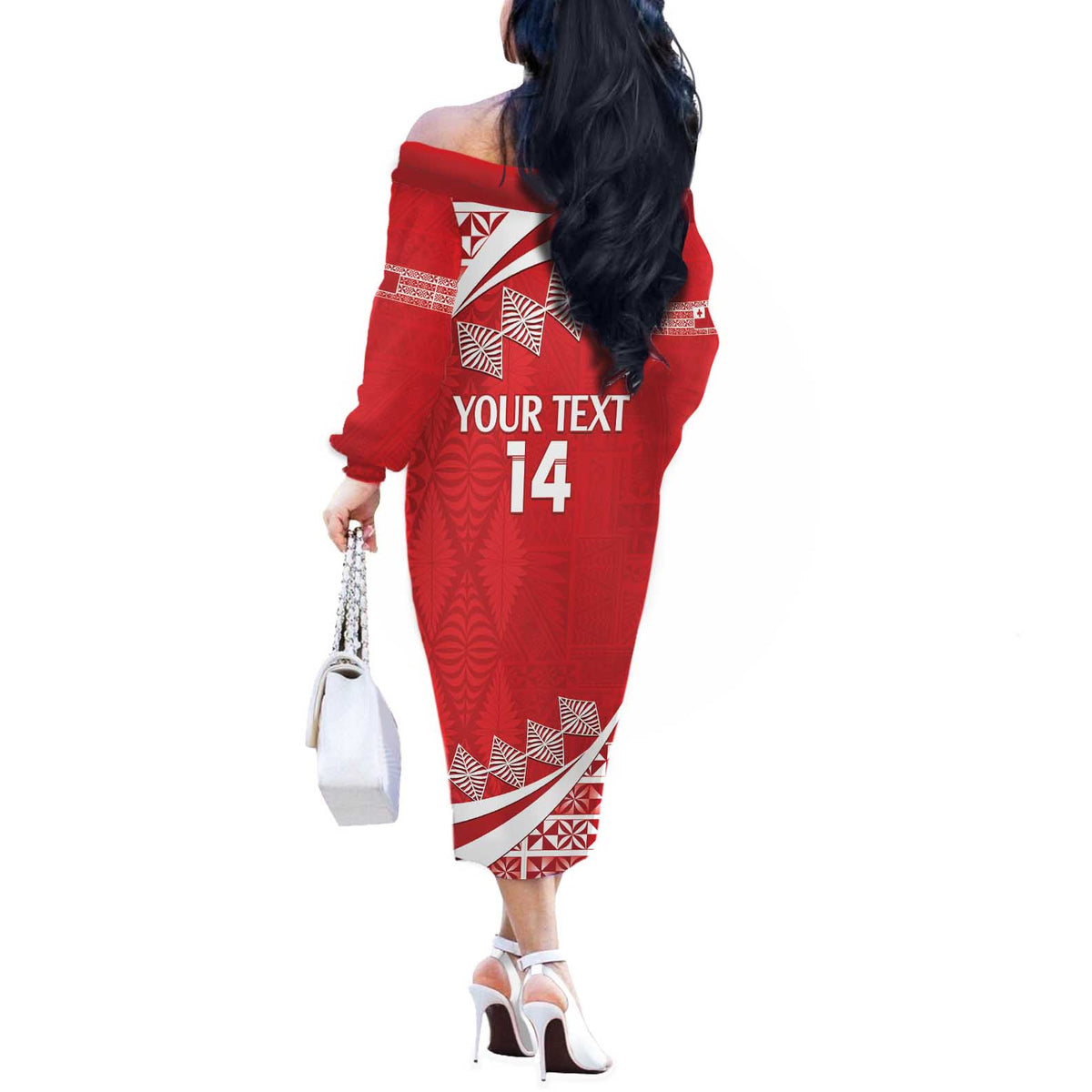 Custom Mate Maa Tonga Off The Shoulder Long Sleeve Dress 2024 Go Champions
