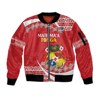 Custom Mate Maa Tonga Sleeve Zip Bomber Jacket 2024 Go Champions LT14 Unisex Red - Polynesian Pride