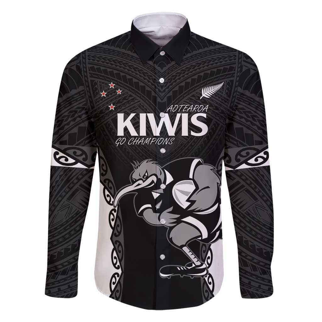 Aotearoa Rugby Custom Family Matching Tank Maxi Dress and Hawaiian Shirt Maori Kiwi - Mascot Style
