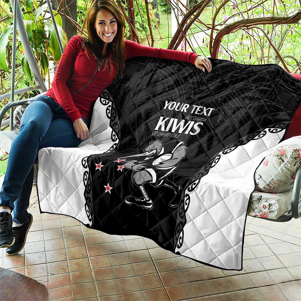 Aotearoa Rugby Custom Quilt Maori Kiwi - Mascot Style