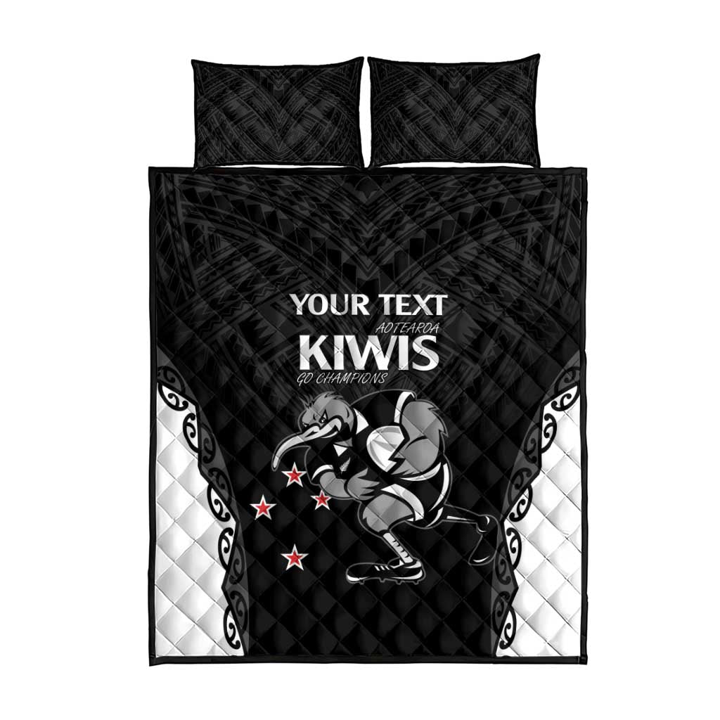 Aotearoa Rugby Custom Quilt Bed Set Maori Kiwi - Mascot Style