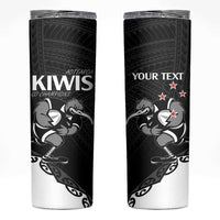 Custom Aotearoa Rugby Skinny Tumbler Maori Kiwi - Mascot Style LT14 Black - Polynesian Pride