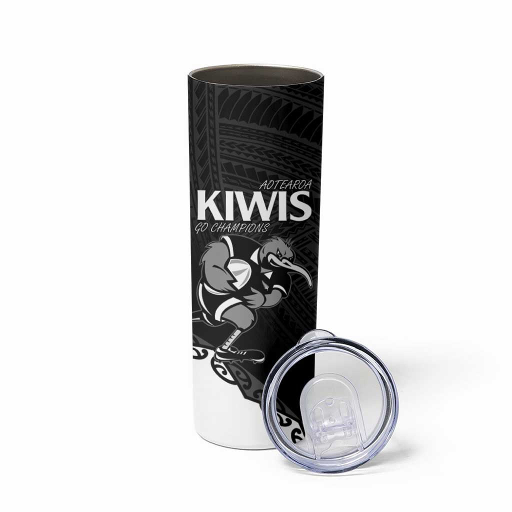Custom Aotearoa Rugby Skinny Tumbler Maori Kiwi - Mascot Style LT14 - Polynesian Pride