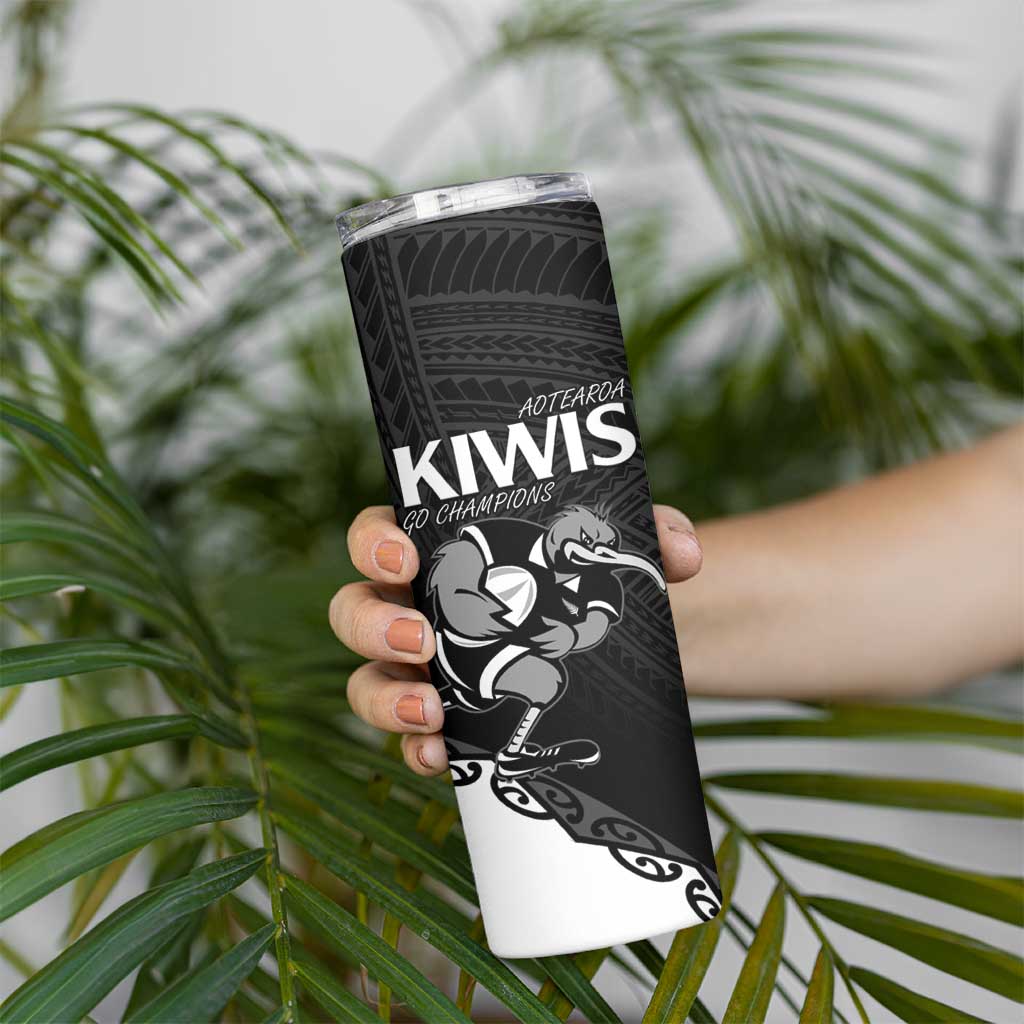 Custom Aotearoa Rugby Skinny Tumbler Maori Kiwi - Mascot Style LT14 - Polynesian Pride
