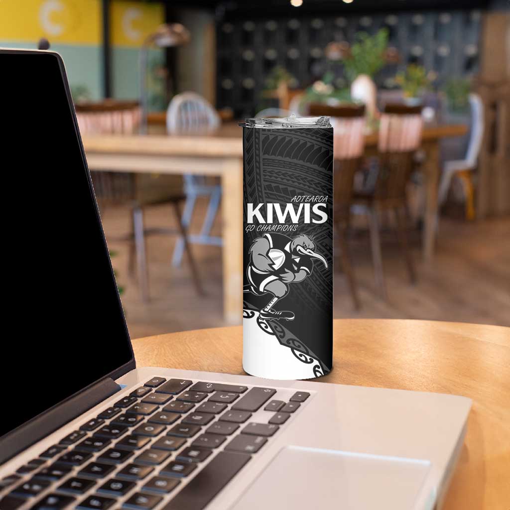 Custom Aotearoa Rugby Skinny Tumbler Maori Kiwi - Mascot Style LT14 - Polynesian Pride