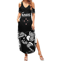 Aotearoa Rugby Custom Summer Maxi Dress Maori Kiwi - Mascot Style