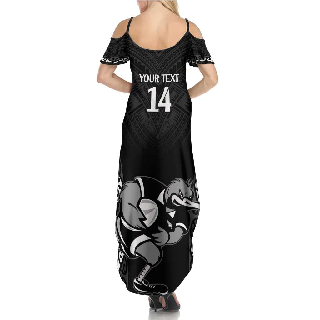 Aotearoa Rugby Custom Summer Maxi Dress Maori Kiwi - Mascot Style