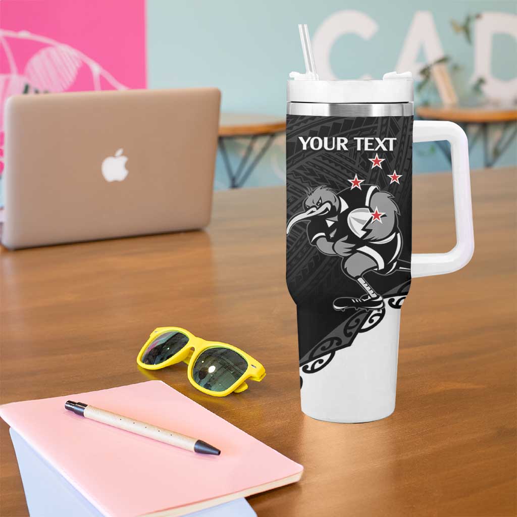 Custom Aotearoa Rugby Tumbler With Handle Maori Kiwi - Mascot Style