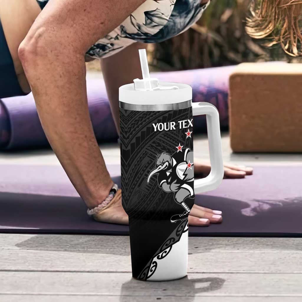 Custom Aotearoa Rugby Tumbler With Handle Maori Kiwi - Mascot Style