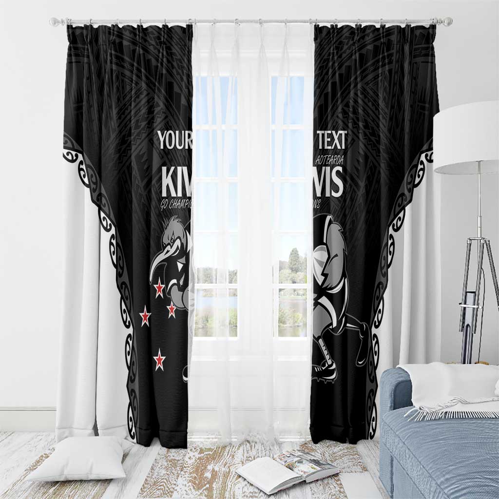 Aotearoa Rugby Custom Window Curtain Maori Kiwi - Mascot Style