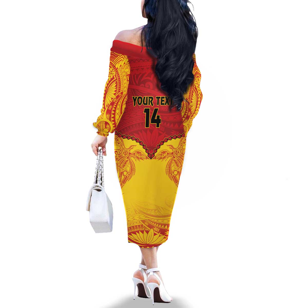 Papua New Guinea Rugby Custom Family Matching Off The Shoulder Long Sleeve Dress and Hawaiian Shirt Go Kumuls PNG - Polynesian Pattern