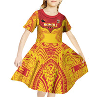 Papua New Guinea Rugby Custom Kid Short Sleeve Dress Go Kumuls PNG - Polynesian Pattern