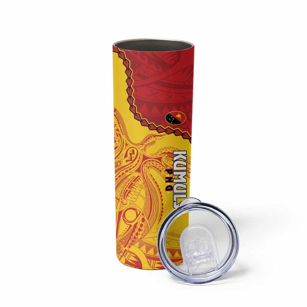 Custom Papua New Guinea Rugby Skinny Tumbler Go Kumuls PNG - Polynesian Pattern