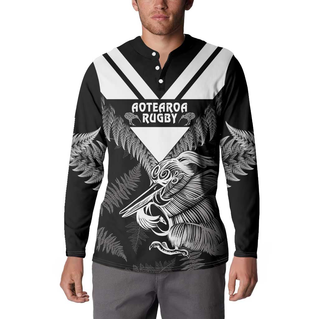 Aotearoa Silver Fern Rugby Custom Button Sweatshirt 2024 Go Kiwi