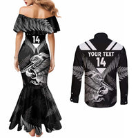 Aotearoa Silver Fern Rugby Custom Couples Matching Mermaid Dress and Long Sleeve Button Shirt 2024 Go Kiwi
