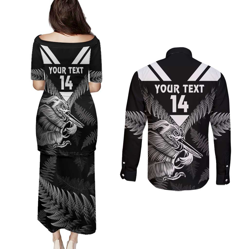 Aotearoa Silver Fern Rugby Custom Couples Matching Puletasi and Long Sleeve Button Shirt 2024 Go Kiwi