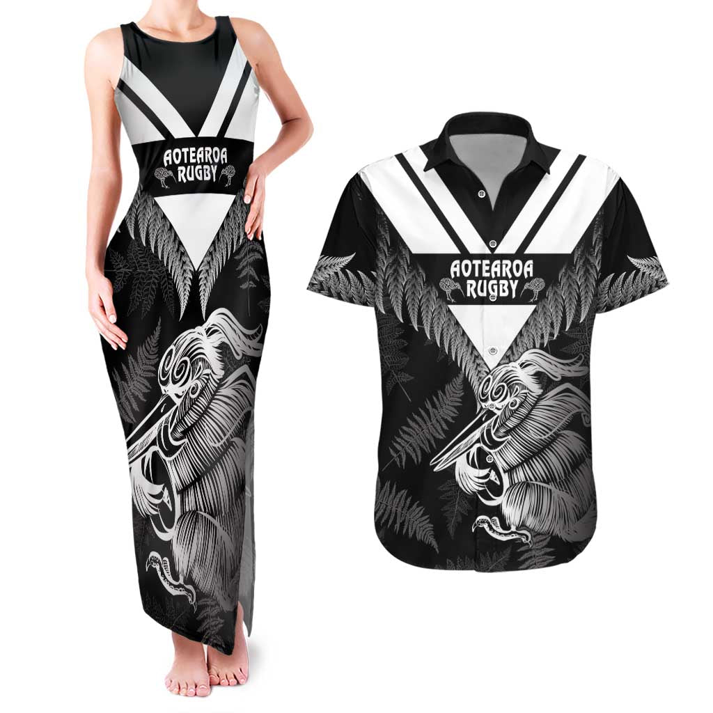 Aotearoa Silver Fern Rugby Custom Couples Matching Tank Maxi Dress and Hawaiian Shirt 2024 Go Kiwi