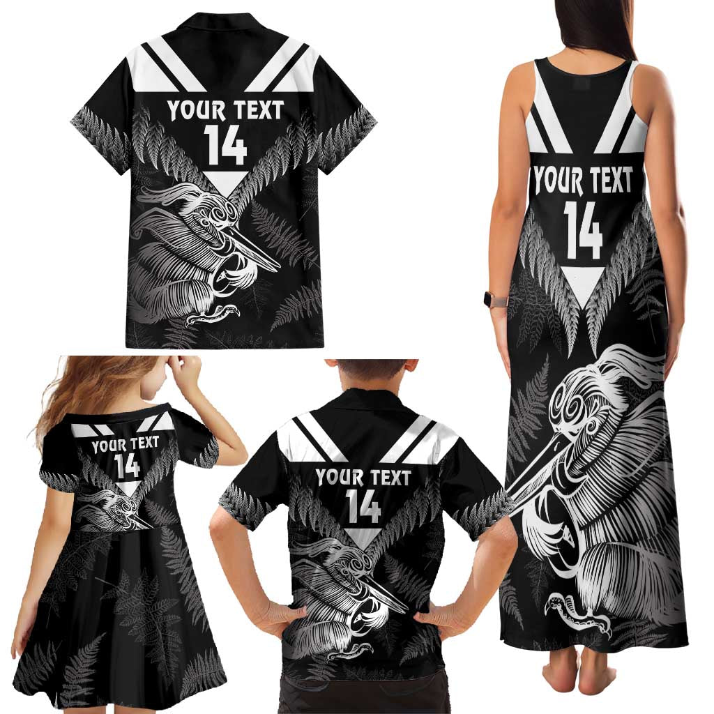 Aotearoa Silver Fern Rugby Custom Family Matching Tank Maxi Dress and Hawaiian Shirt 2024 Go Kiwi