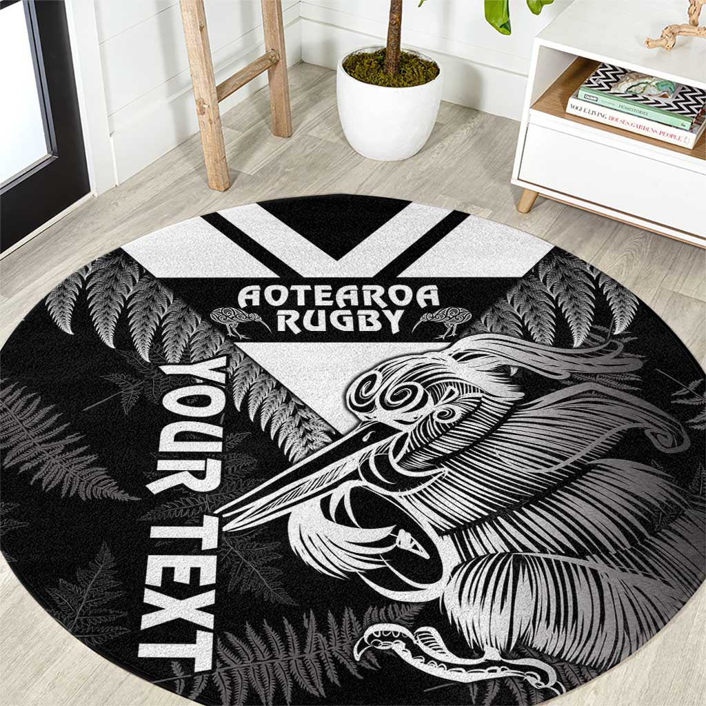 Aotearoa Silver Fern Rugby Custom Round Carpet 2024 Go Kiwi LT14 Black - Polynesian Pride