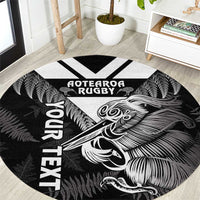 Aotearoa Silver Fern Rugby Custom Round Carpet 2024 Go Kiwi LT14 Black - Polynesian Pride