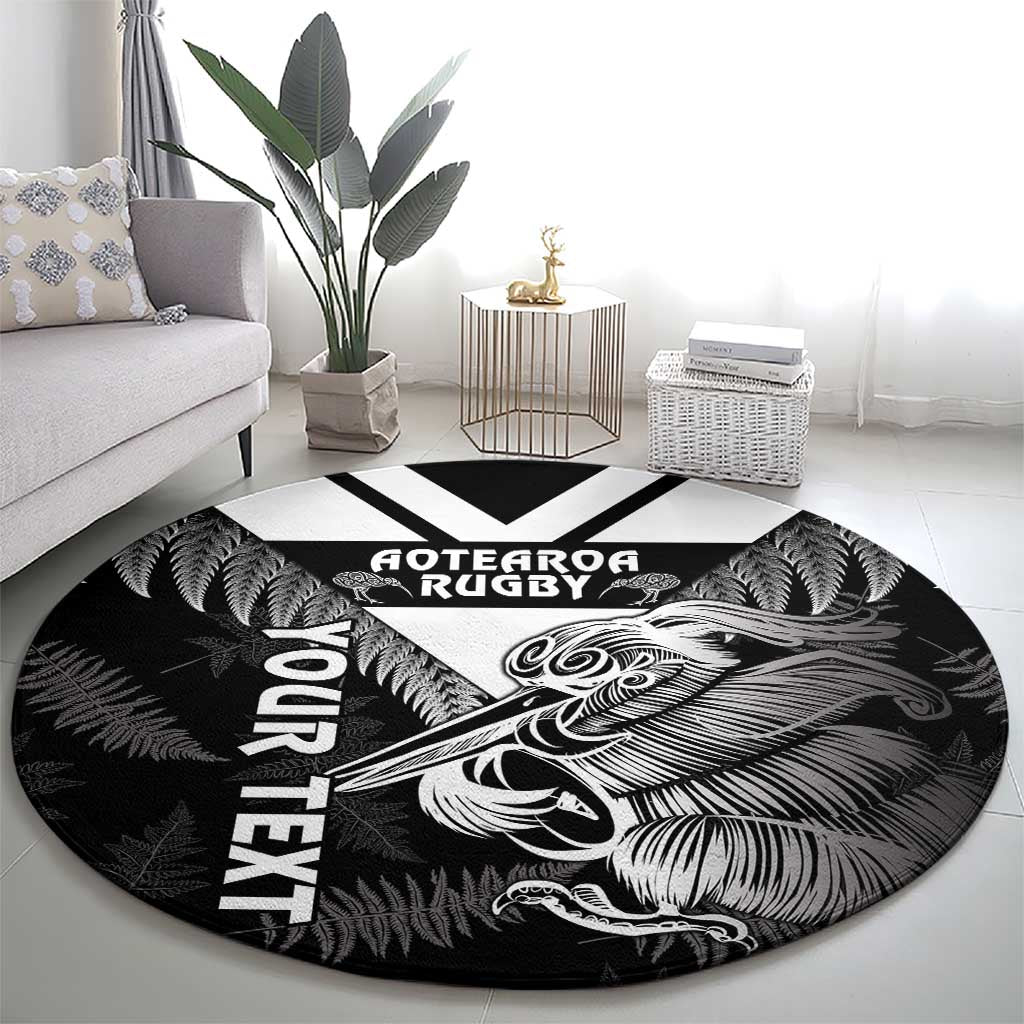 Aotearoa Silver Fern Rugby Custom Round Carpet 2024 Go Kiwi LT14 - Polynesian Pride