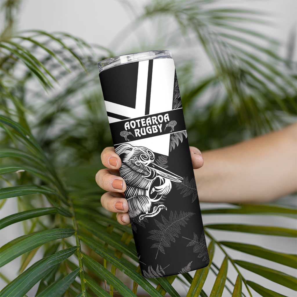 Custom Aotearoa Silver Fern Rugby Skinny Tumbler 2024 Go Kiwi LT14 - Polynesian Pride