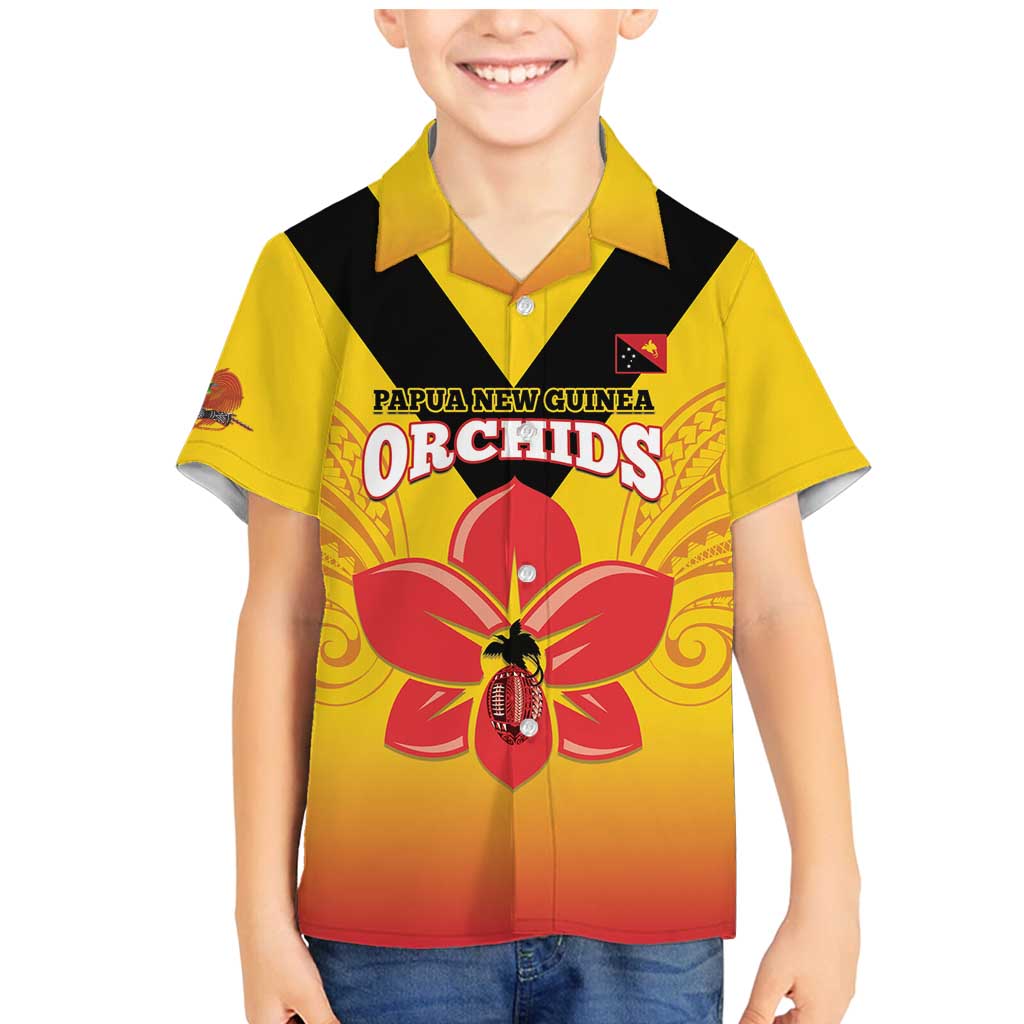 Orchids PNG Rugby Custom Family Matching Mermaid Dress and Hawaiian Shirt Go Champions Papua New Guinea