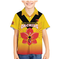 Orchids PNG Rugby Custom Family Matching Mermaid Dress and Hawaiian Shirt Go Champions Papua New Guinea