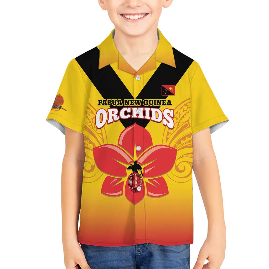 Orchids PNG Rugby Custom Family Matching Tank Maxi Dress and Hawaiian Shirt Go Champions Papua New Guinea
