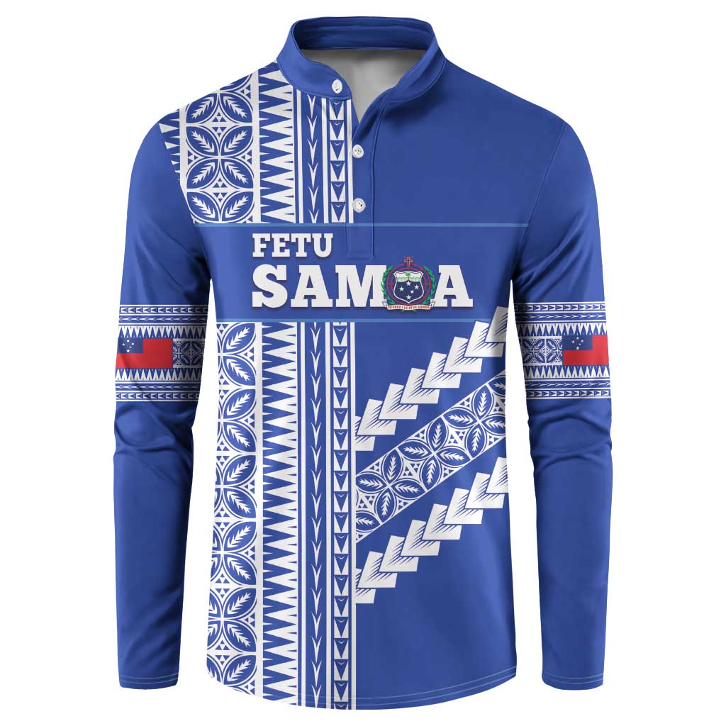 Fetu Samoa Rugby Custom Button Sweatshirt Siapo Pattern - Sporty Style