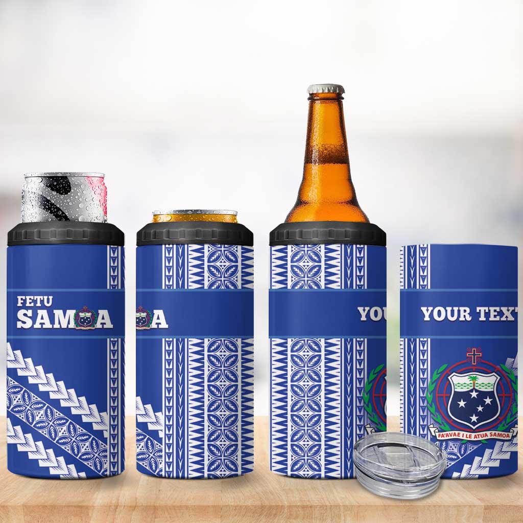 Custom Fetu Samoa Rugby 4 in 1 Can Cooler Tumbler Siapo Pattern - Sporty Style