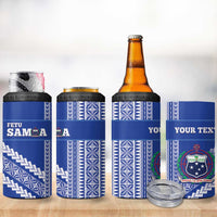 Custom Fetu Samoa Rugby 4 in 1 Can Cooler Tumbler Siapo Pattern - Sporty Style
