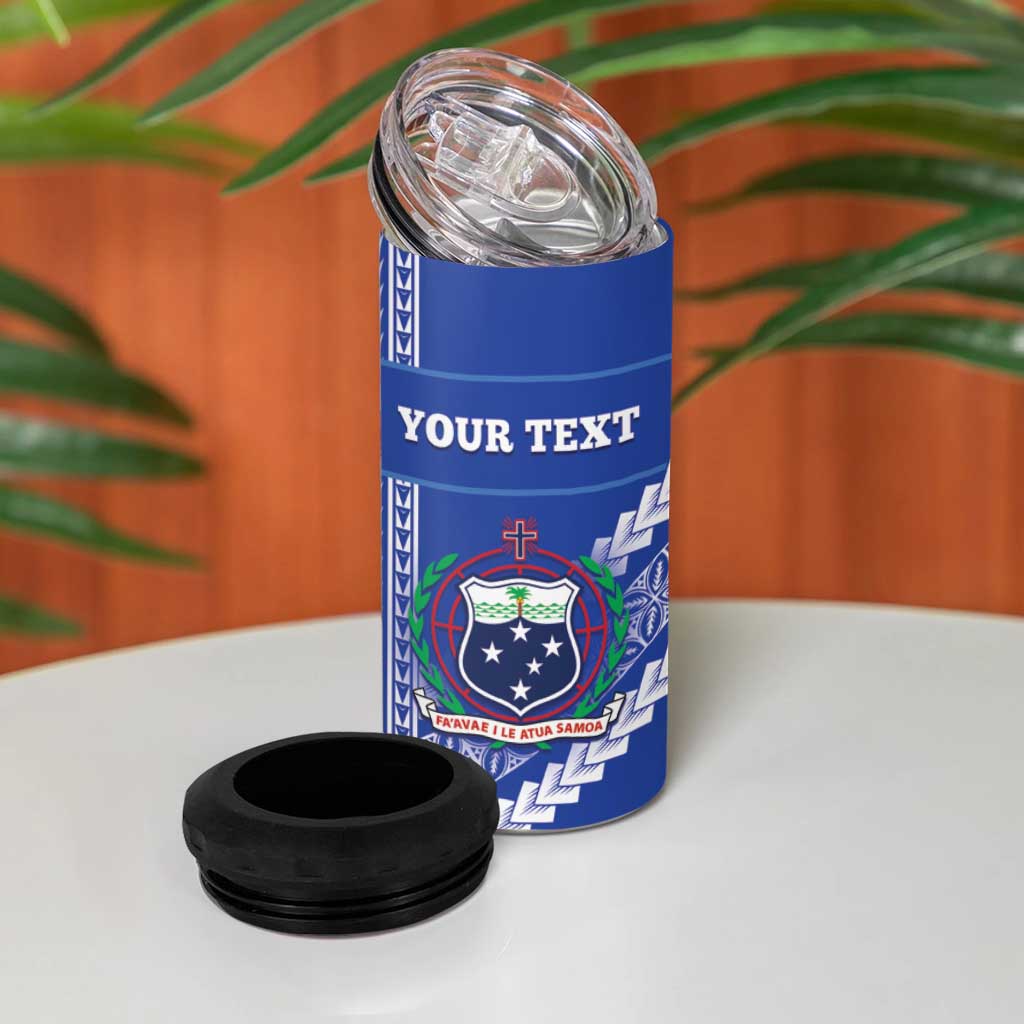 Custom Fetu Samoa Rugby 4 in 1 Can Cooler Tumbler Siapo Pattern - Sporty Style