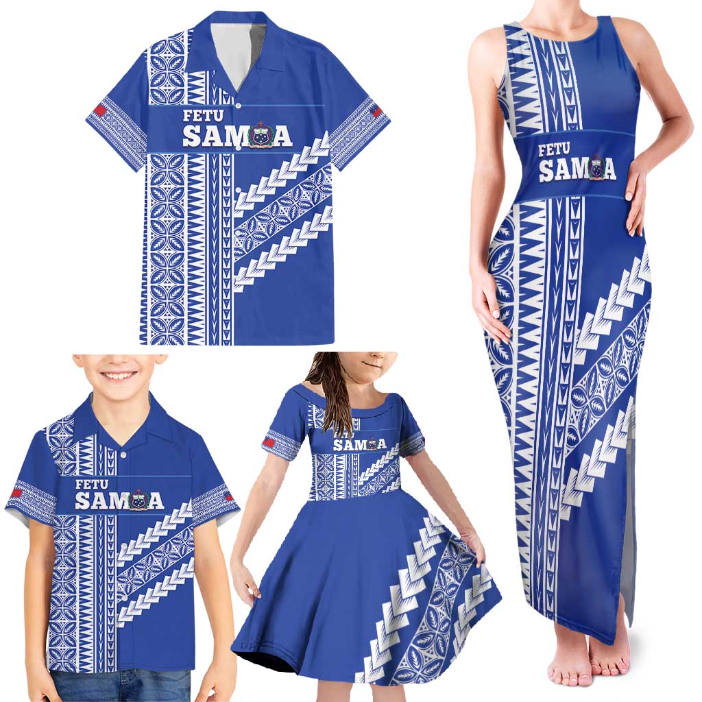Fetu Samoa Rugby Custom Family Matching Tank Maxi Dress and Hawaiian Shirt Siapo Pattern - Sporty Style