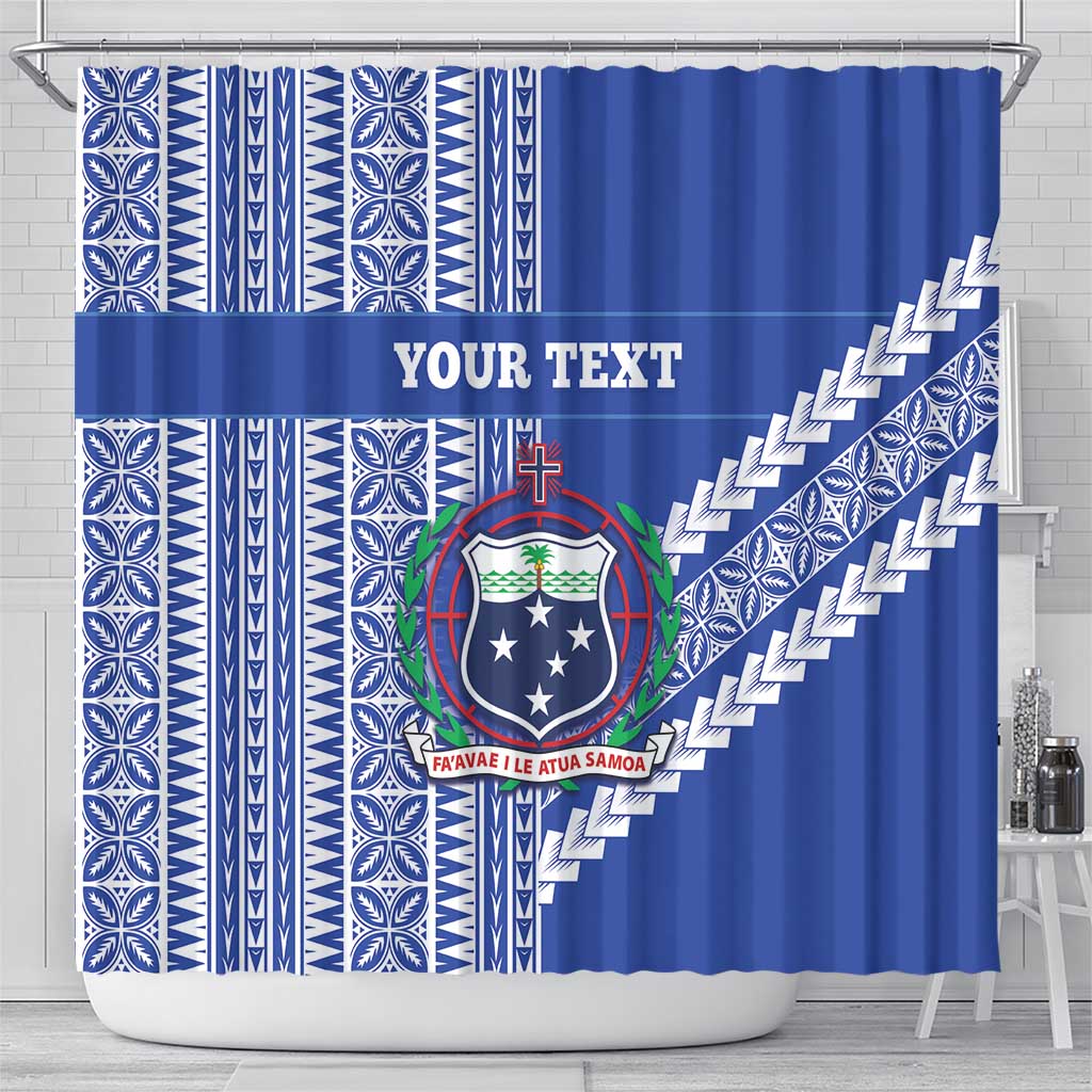 Fetu Samoa Rugby Custom Shower Curtain Siapo Pattern - Sporty Style